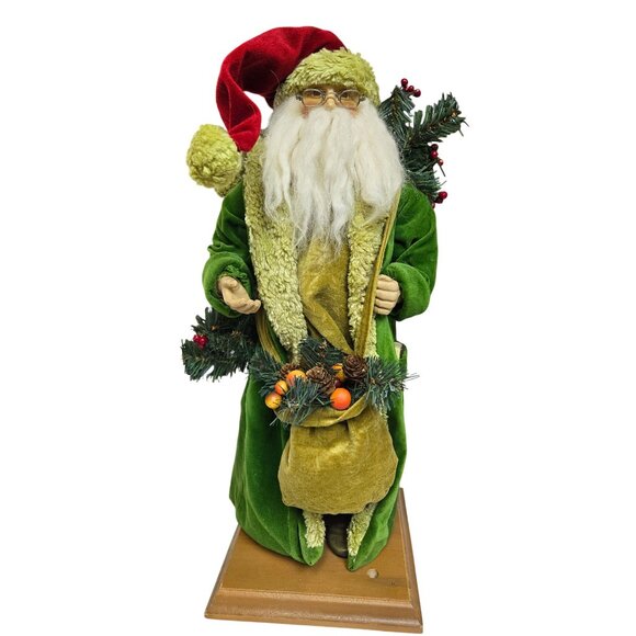 Vintage Santa Claus Ditz Designs Woodsy and Rustic Green Coat & Red Hat - Picture 2 of 16